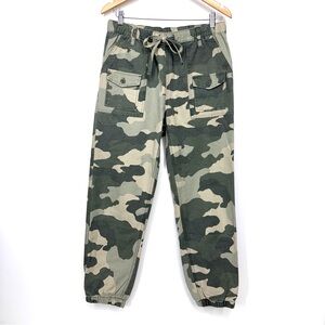 Aerie Green Pull On Camo Cargo Jean Joggers With Buttoned Pockets Size Medium